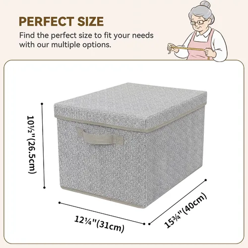 Miniatura 5 de GRANNY SAYS Cajas de tela con tapas, contenedores de almacenamiento con asas, contenedores de estante para organizar, cajas de almacenamiento extra