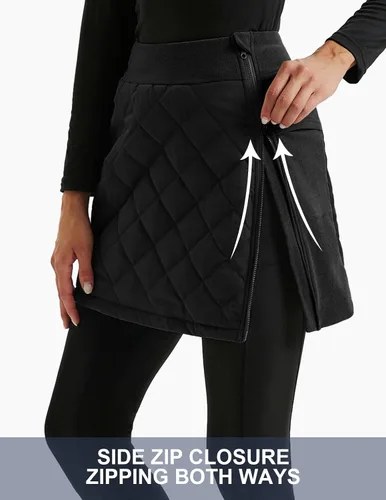 Miniatura 4 de JACK SMITH Falda acolchada acolchada para mujer, con aislamiento, para nieve, senderismo, correr, golf, cremallera en ambos sentidos