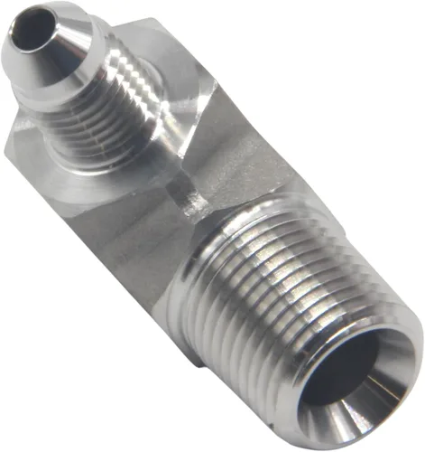 Miniatura 3 de HFS (R) 3/8" macho NPT a 1/4" macho JIC codo 90° Flare tubería de acero inoxidable 304 (3/8" MNPT x 1/4" MJIC)