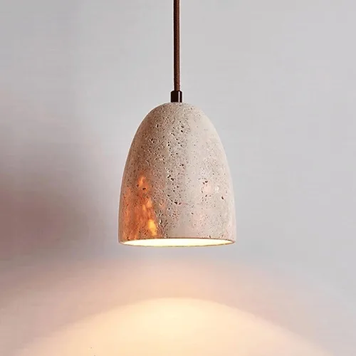 Luces colgantes de piedra natural de mediados de siglo, lámpara colgante japonesa Wabi-Sabi para isla de cocina, lámpara colgante para fregadero de
