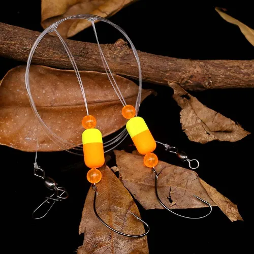 Miniatura 5 de Aparejos Pompano para Pesca de Surf en Agua Salada con Gancho de Doble Círculo y Espacio Amplio - Juego de 6 Accesorios de Pesca de Surf