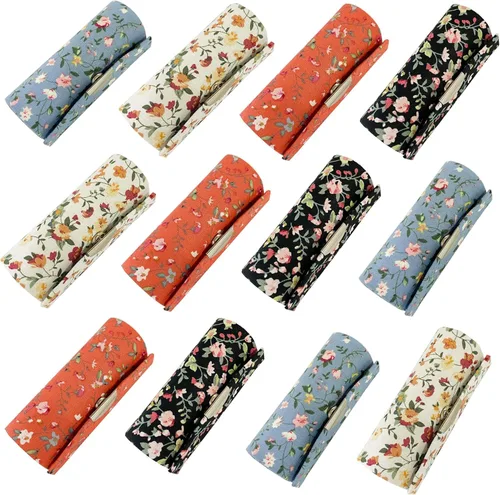 Miniatura 12 de Estuche de lápiz labial con espejo para lápiz labial, caja de almacenamiento mini portátil de doble rama floral joyería cosmética estuche paquete