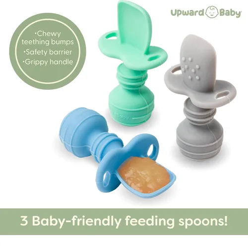 Miniatura 3 de UpwardBaby Cuchara de autoalimentación – Barrera antiestrangulamiento – Cucharas de silicona para bebés pequeños utensilios para el hogar y viajes