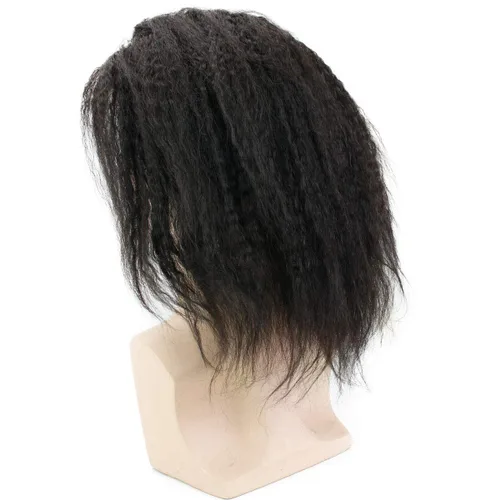 Miniatura 4 de Peluca de cabello humano rizado liso de 12 pulgadas de largo para hombres, 10 x 8 pulgadas, 100% cabello humano para hombre, red mono
