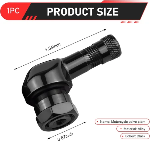 Miniatura 2 de 2 vástagos de válvula de neumático de motocicleta, aleación de aluminio CNC de 90 grados, universales para neumáticos sin cámara de 0.394 in a 0.445