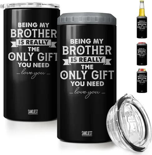 Miniatura 30 de SANDJEST Regalos para Papá Bonito de Bonus - Vaso de 12oz de la Hijastra, el Hijo - Diseño 4 en 1 Vaso de Papá Paso Aislante Enfriador de Latas