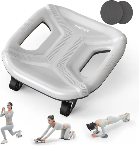 PROIRON Rodillo abdominal con rodilleras para entrenamiento abdominal, rueda multifuncional para entrenamiento abdominal, rodillo abdominal con Gris