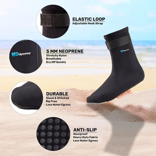 Miniatura 3 de H2ODYSSEY Calcetines de buceo de neopreno de 0.197 in - Calcetines de agua con tobillo alto para una protección extendida
