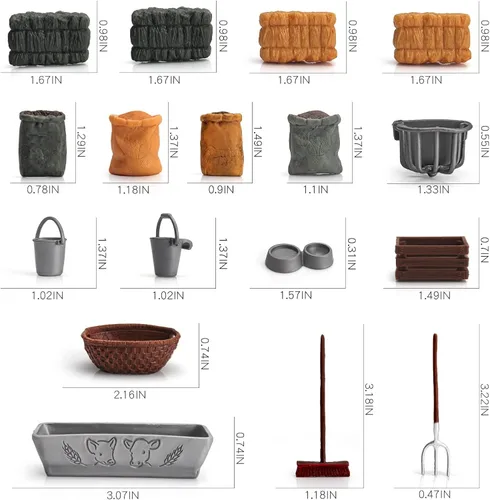 Miniatura 7 de 13 piezas de juguetes de granja, accesorios de comida de granero, juego de herramientas de granja de juguete para animales, figura de caballo, set