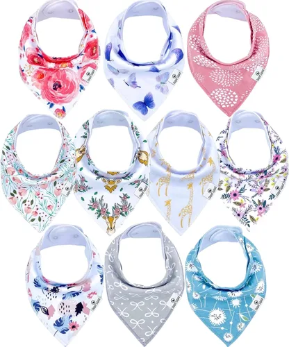 Miniatura 23 de DiaperSquad's 100% Organic Cotton Baby Drool Bibs, Super Absorbent & Adjustable Baby Bibs for Drooling and Teething Neutro