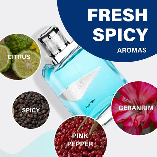 Miniatura 5 de Sapil Rave 100 ml Eau De Toilette para Hombres - Toilette de Dubai de Larga Duración, Aroma Fresco y Picante para Uso Diario, Toilette Árabe