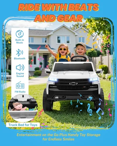 Miniatura 4 de ENYOPRO - Juguetes de paseo de 2 plazas y 24 voltios para niños, con licencia Chevrolet Silverado LT Trail Boss Ride on Truck con control remoto