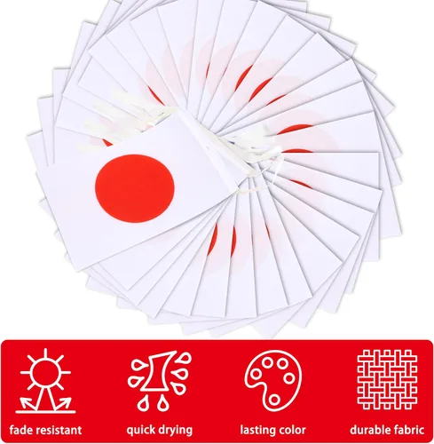 Miniatura 4 de Banderín de bandera de Japón, mini banderas japonesas pequeñas, decoración nacional de país para escuela, fiesta, eventos deportivos, 33 pies 30