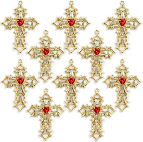 Miniatura 6 de Zirconia Crystal Rhinestone Cross Charms for Jewelry Making Bracelet Necklace Choke Earring Pendant Key Chain Craft Supplies DIY Accessories