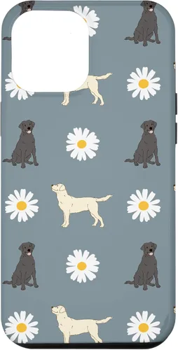 Miniatura 26 de Labrador Retriever y Daisy Flower Pattern - Carcasa para iPhone 17, color azul polvoriento