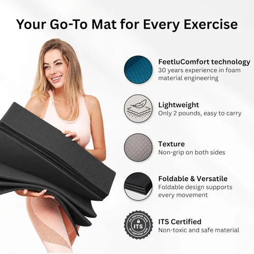 Miniatura 3 de Esterilla plegable para ejercicios de yoga, ligera, antideslizante y fácil de almacenar para yoga, pilates, entrenamientos en casa y ejercicios