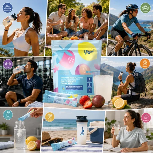 Miniatura 5 de Paquetes de hidratación: polvo de electrolitos sin azúcar con vitamina C, 4 electrolitos, 5 minerales y nutrientes, vegano, paquete variado