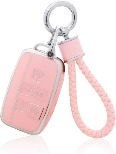 Miniatura 16 de YO&YOYE Funda para llavero Ford con llavero, funda de TPU suave rosa para F150 Explorer Mustang Edge Lincoln MKZ MKX MKC