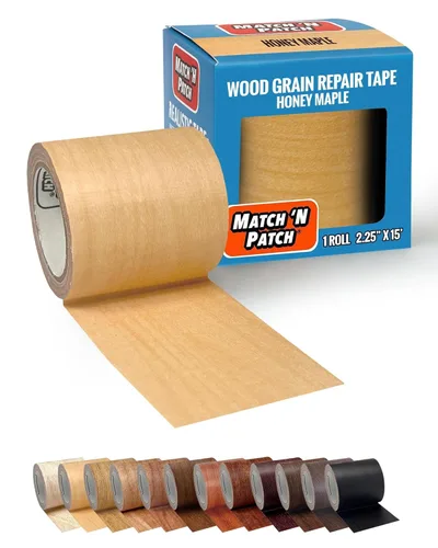 Miniatura 18 de MATCH 'N PATCH Cinta de Reparación de Veta de Madera Realista - Cinta Adhesiva Duradera Multiusos para Muebles, Pisos, Gabinetes, Ventanas, Puertas
