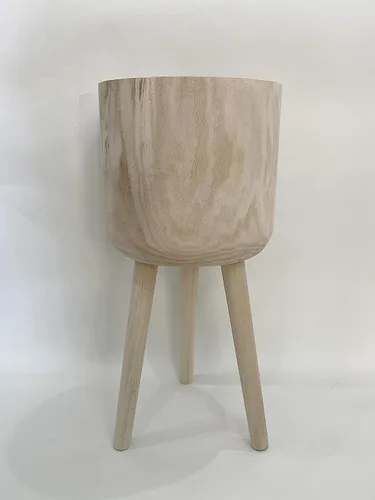 Miniatura 3 de RISEON - Maceta de madera moderna de mediados de siglo hecha a mano, soporte rústico para plantas de interior, maceta grande (grande)