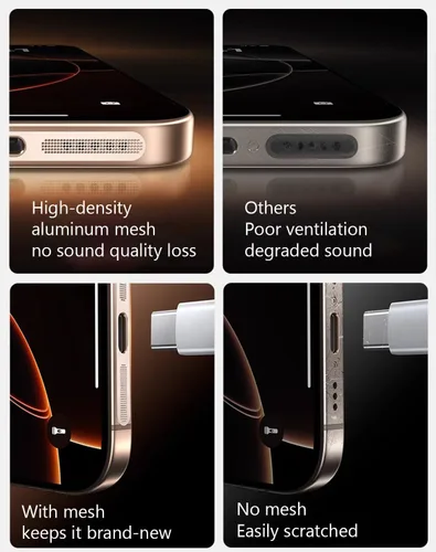Miniatura 4 de Para iPhone 17 Pro Max Auricular De Malla Anti Polvo A Prueba De Polvo Cubierta Adhesiva Malla USB C Anti-Perdida Tapones De Silicona Ultradelgados