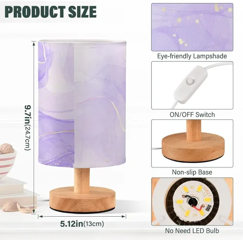 Miniatura 3 de Lámpara de mesita de noche líquida de lavanda morada, luces LED cálidas con puerto de carga USB, lámparas de escritorio cilíndricas retro