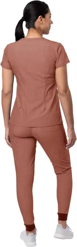 Miniatura 2 de Adar Pro - Conjunto de ropa quirúrgica con mejora de movimiento para mujer, blusa médica con cuello en V y pantalón médico deportivo y para yoga