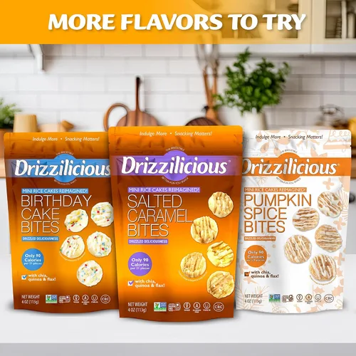 Miniatura 7 de Drizzilicious Mini Tostadas de Arroz - Tostadas de Arroz Crujientes, Snack Saludable para Adultos y Niños, Tostadas de Arroz Saborizadas, Veganas