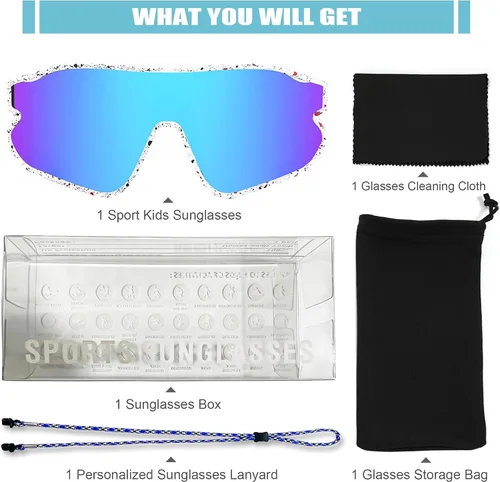 Miniatura 19 de YUNBLL&KO Gafas de sol para niños, gafas de sol de béisbol para jóvenes, TR90, marco ligero, UV400, gafas de sol deportivas para ciclismo para niñas
