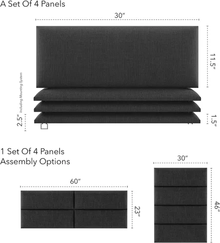 Miniatura 73 de Vant - Paneles tapizados para pared - Cabeceros montados en la pared tamaño King/Cal King - Cuero vintage blanco tórtola - Twin/King - Juego de 4