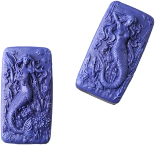Miniatura 3 de Molde de jabón Molde de silicona para velas Molde de jabón Molde de silicona Molde de resina Rectángulo Molde de jabón de sirena (12204)
