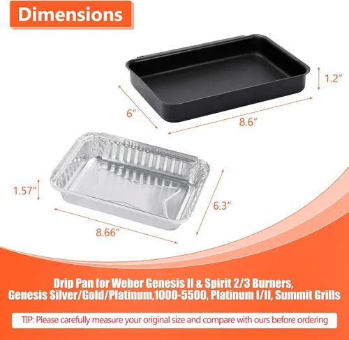 Miniatura 2 de QuliMetal 93305 Bandeja de Captura con Paquete de 20 Bandejas de Goteo 6415 para Weber Genesis II 3 Quemadores y Spirit 2/3 Quemadores, Genesis