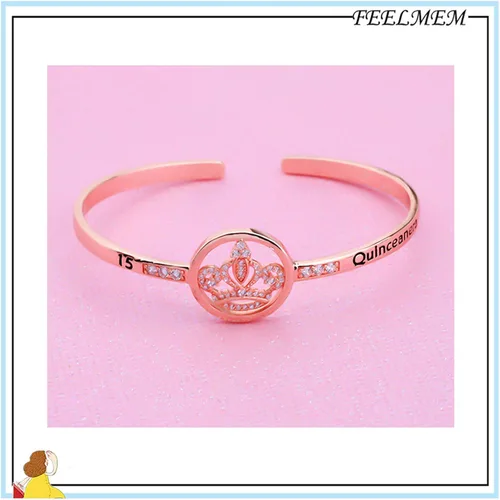 Miniatura 4 de Feelmem 15 cumpleaños regalo para niña corona dulce 15 años Quinceañera collar de membrillo joyería niña dulce 15 cumpleaños joyería 15 cumpleaños