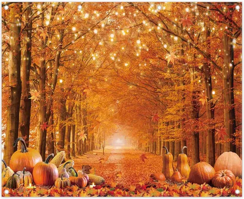 Miniatura 10 de Fondo de fotografía de otoño de 7 x 5 pies, hojas de arce de otoño, calabaza, fondo para dar amigos, suministros de fiesta de Acción de Gracias