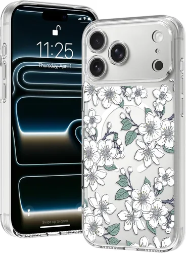Miniatura 44 de OOK Magnetic for iPhone 17 Case Clear Pretty Flower Girls Women [Not Yellowing][Screen Protector] [ MagSafe Compatible] with Full Camera Lens