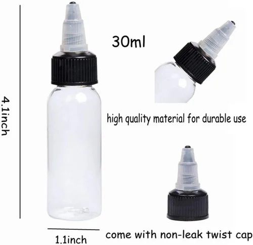 Miniatura 2 de Botellas vacías de tinta de tatuaje de 1.0 fl oz, 12 unidades, tapa giratoria de tatuaje de 1 onza, contenedor de pigmentos de tatuaje, accesorios