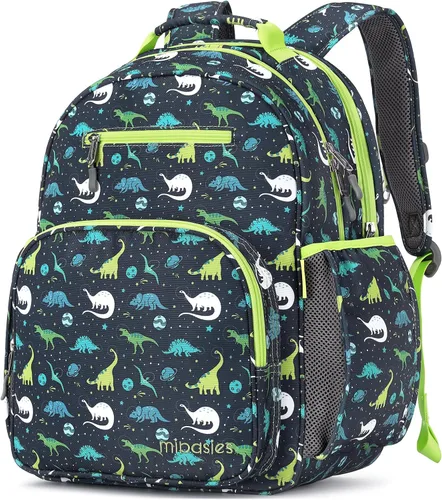 mibasies Mochila para niñas y niños, ideal para niños y niñas, mochila para preescolar jardín de infantes y primaria, galaxia dinosaurio, Escuela-17L