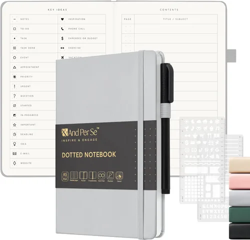 Miniatura 29 de &And Per Se Juego de diario y bolígrafo forrados (3 paquetes), cuaderno de tapa dura de cuero A5 con bolígrafo y juego de papelería, 160 páginas