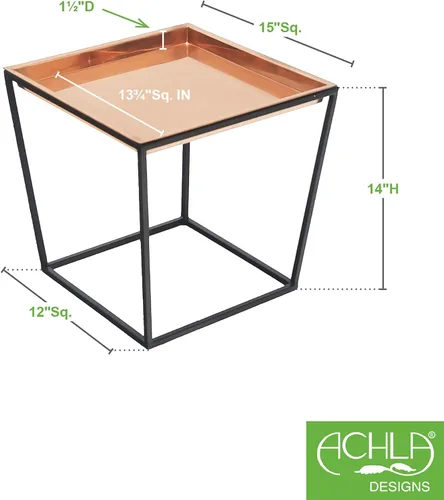 Miniatura 2 de Achla Designs Soporte para plantas Arne, 14" de alto con bandeja de cobre
