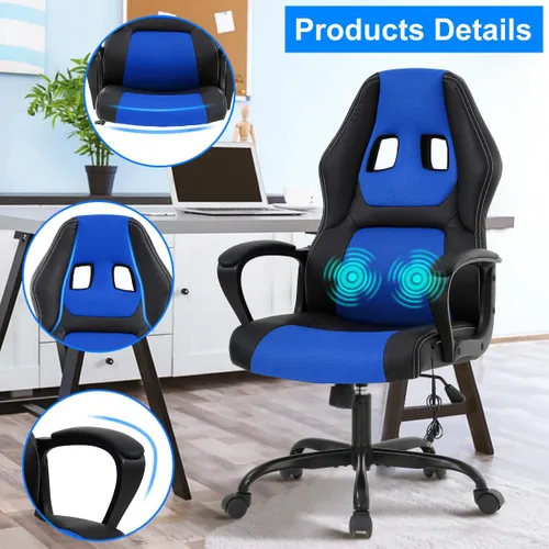 Miniatura 2 de Silla de juegos de PC, silla de oficina de masaje, silla de carreras, silla de escritorio ergonómica con soporte lumbar, silla ejecutiva ajustable
