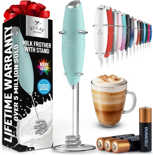 Miniatura 78 de Zulay Kitchen Espumador de leche de mano con pilas Duracell AA – Mezclador eléctrico ultrarrápido y creador de espuma, mezclador de bebidas fácil
