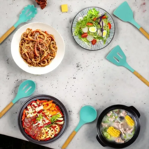 Miniatura 7 de 33 piezas." Juego de utensilios de cocina para cocinar. Viene con 5 paños de limpieza de cocina, juego de utensilios con soporte, espátula, así