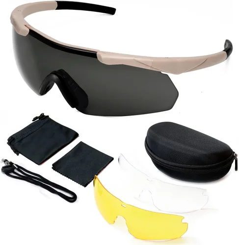 Miniatura 11 de SPOSUNE Anteojos de disparo para hombre con funda, resistentes a los impactos con 3 lentes, gafas de seguridad antivaho para hombres y mujeres