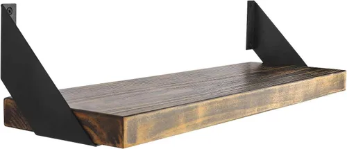 FOYO Soportes de estante de hierro de 8 pulgadas, ángulo plano, curvado, negro, flotante, estantes industriales, soportes de soporte, juego de 2