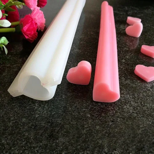 Molde de jabón de silicona con columna de tubo de corazón EchoDone, molde de jabón en forma de corazón, suministros para hacer jabón, herramienta,