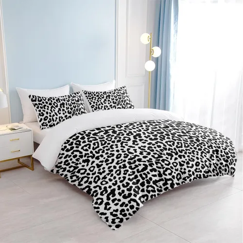 Miniatura 5 de Juego de funda de edredón con estampado de leopardo, tamaño King, suave, de lujo, suave, con guepardo, para niñas, estilo moderno, bohemio
