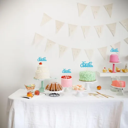Miniatura 4 de Gyufise Decoración de pastel de primera comunión con purpurina azul, decoración de pastel de primera comunión para niños, baby shower, decoración