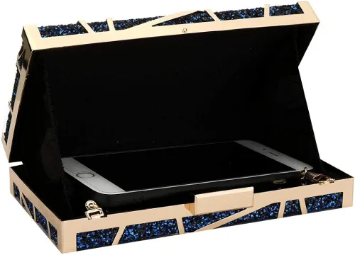 Miniatura 3 de Bolsa de acrílico para mujer, con lentejuelas, multicolor, geométrico, para novia, graduación, boda, fiesta, bolso, Negro, talla única