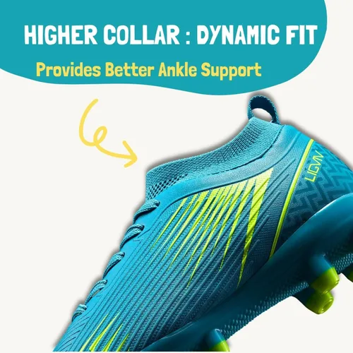 Miniatura 3 de LIGVIV Boys Girls Soccer Cleats - Kids Dynamic Collar Football Shoes - Firm Ground Outdoor Green Blue