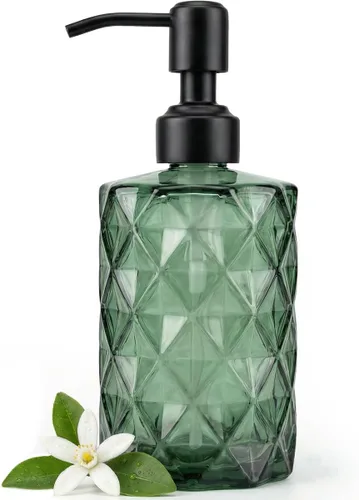 Miniatura 9 de JASAI Dispensador de jabón Diamond Design con bomba de jabón de acero inoxidable 304 a prueba de óxido, dispensador de jabón de cocina de 12 onzas